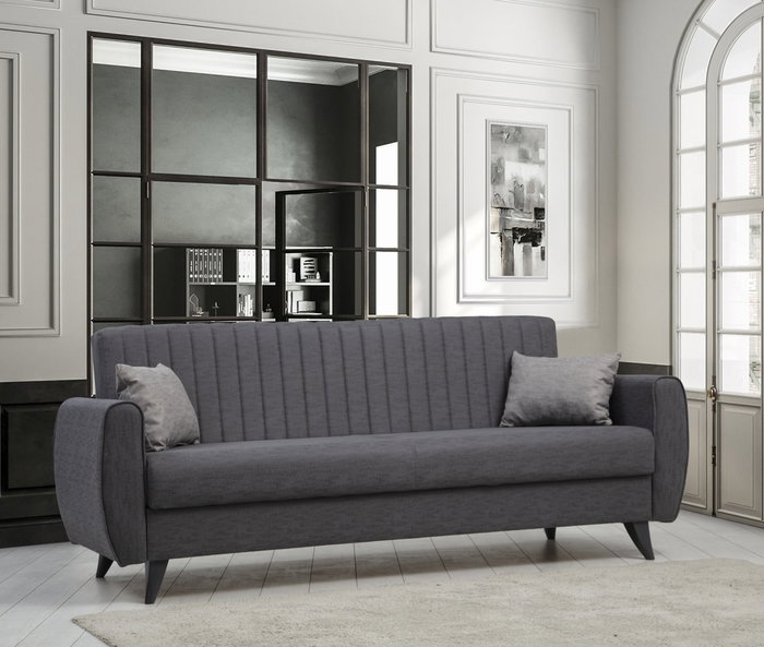 Atelier Del Sofa Alkon Sofá Cama de 3 Plazas Gris Oscuro
